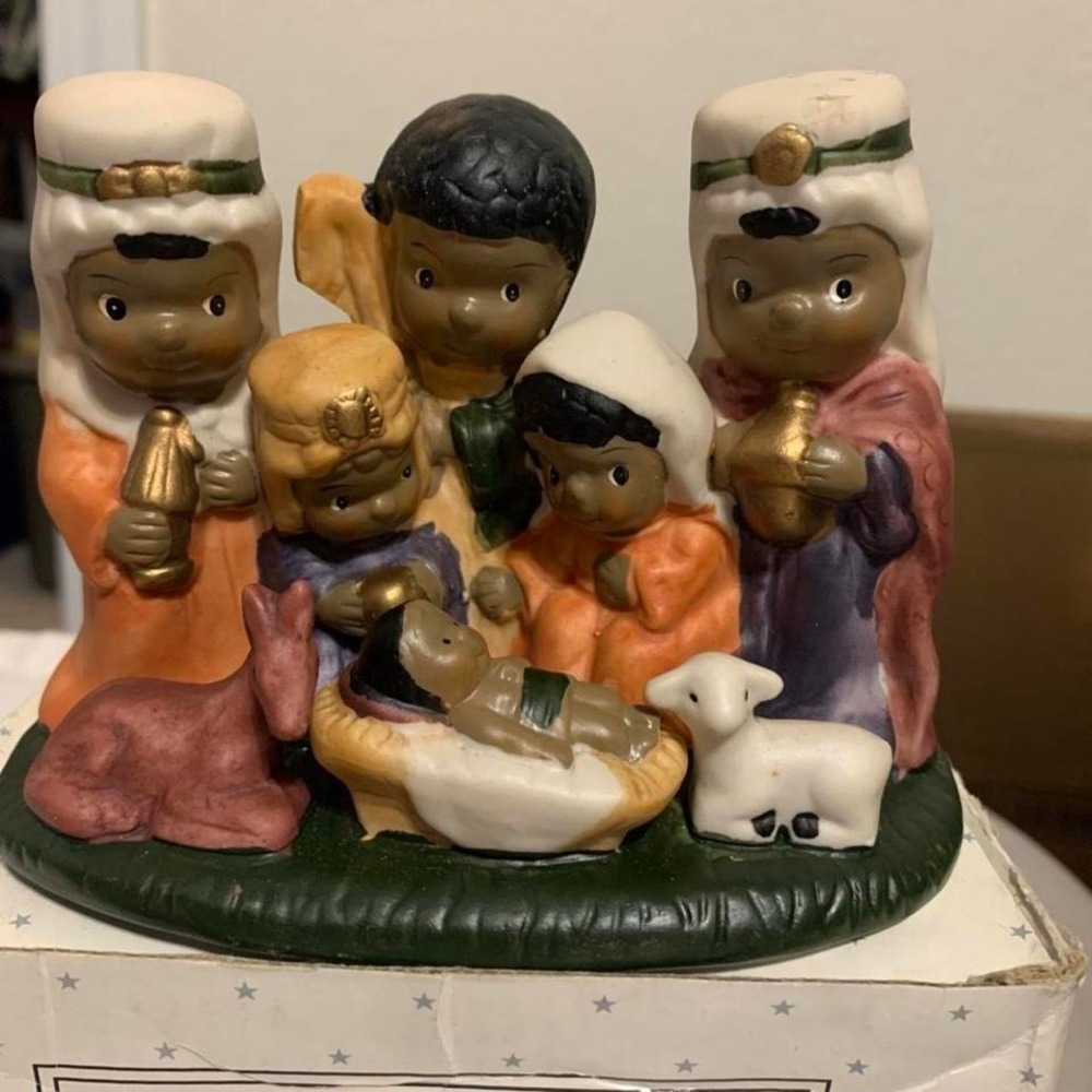 African American Nativity Scene Figurine 4x5  Ceramic‎ Christmas Holy Family